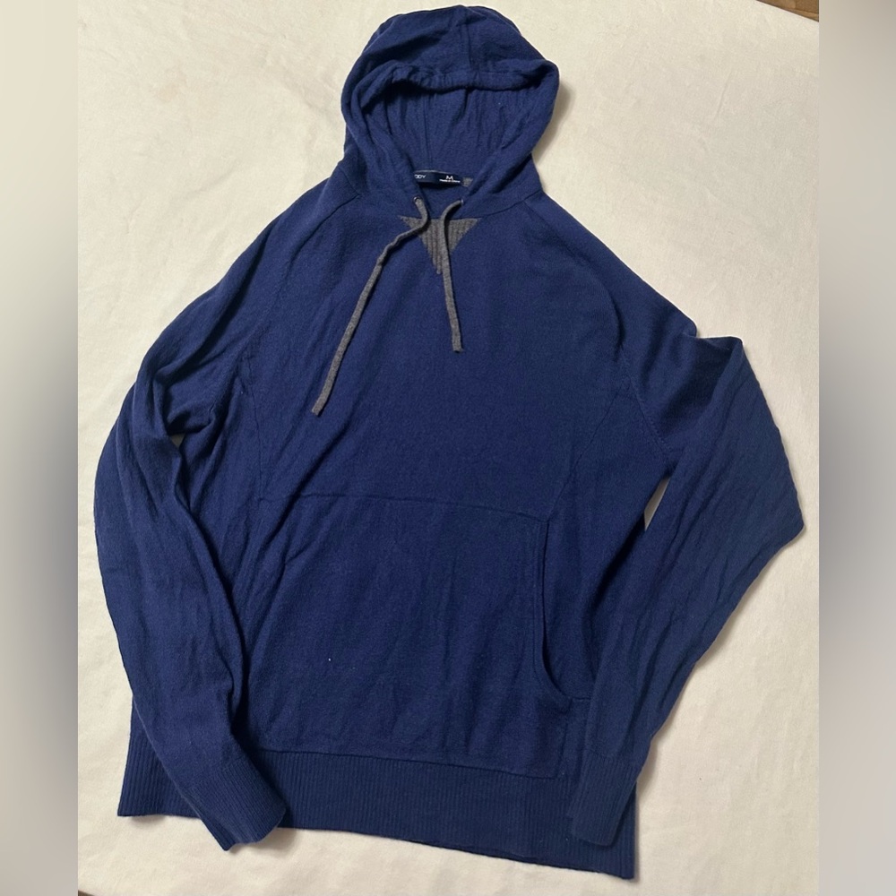 B. Draddy Men's Finn Merino Hoodie Sweater Navy EUC